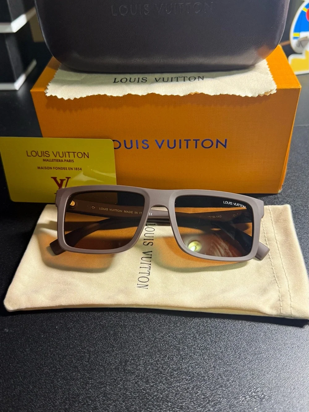 Matte Taupe Rectangular Sunglasses - Brown Lenses